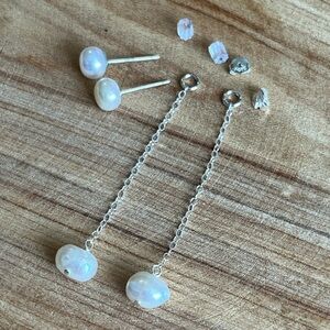 Sterling Silver Pearl Drop Earrings